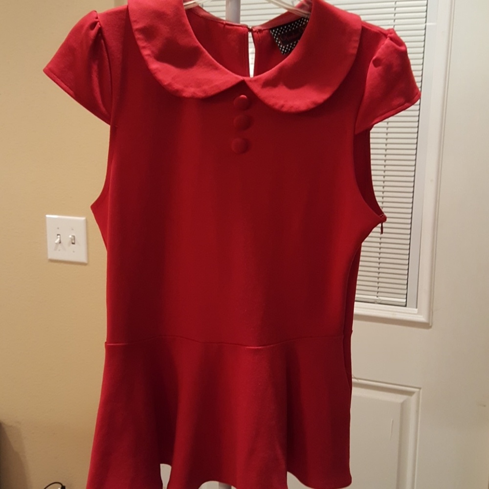 Voodoo vixen peter pan collar peplum top L